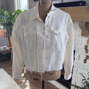 Express White Cropped Denim Jacket
